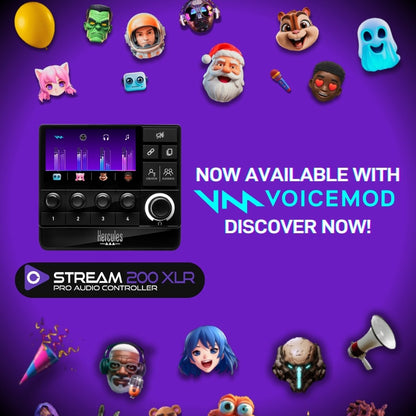 Hercules Stream 200 XLR – Professioneel streamingdeck met XLR-connectiviteit, aanpasbare bedieningselementen en led-achtergrondverlichting