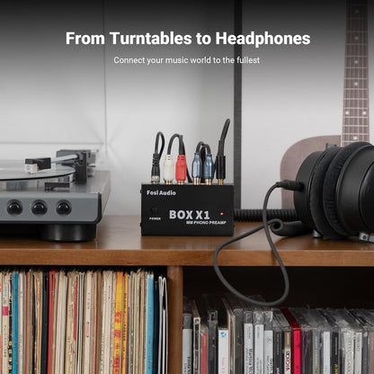 Fosi Audio Box X1 Préamplificateur Phono pour Platine MM avec Sortie RCA et Casque
