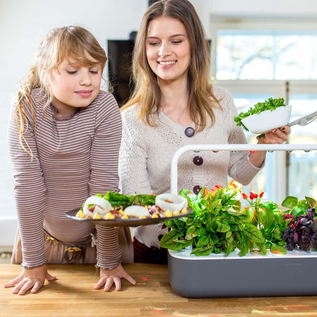 Click & Grow Smart Garden 9, Donkergrijs – Slimme binnentuin met automatische LED-verlichting