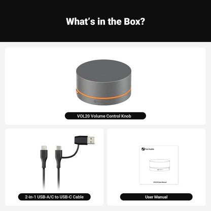 Fosi Audio VOL20 Contrôleur de Volume Bluetooth – Molette USB Multimédia pour PC, Jeux, Audio de Bureau et Home Cinéma