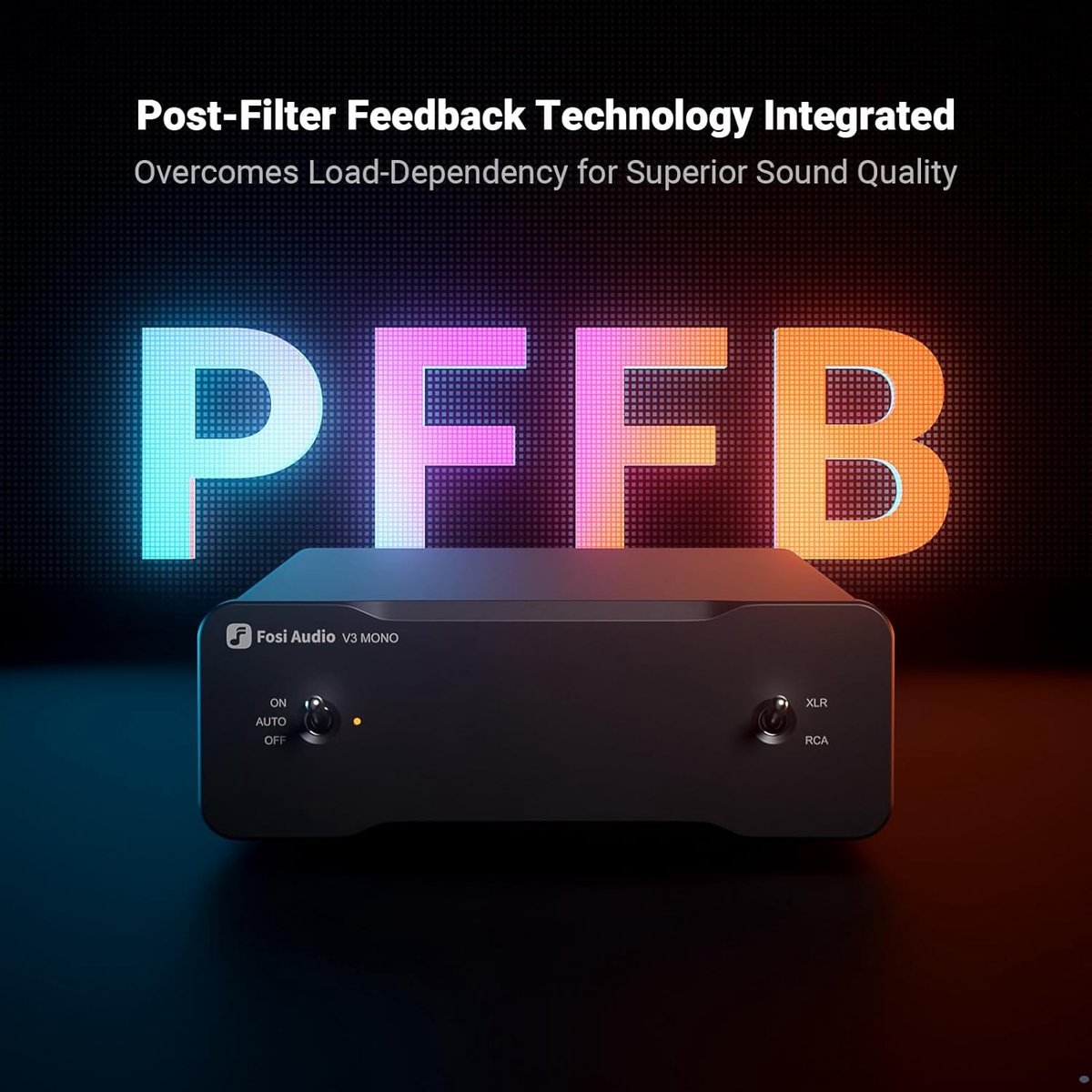 Fosi Audio V3 Mono-Leistungsverstärker der Klasse D – 240 W – Symmetrische RCA/XLR-Eingänge – 48 V 5 A Netzteil enthalten