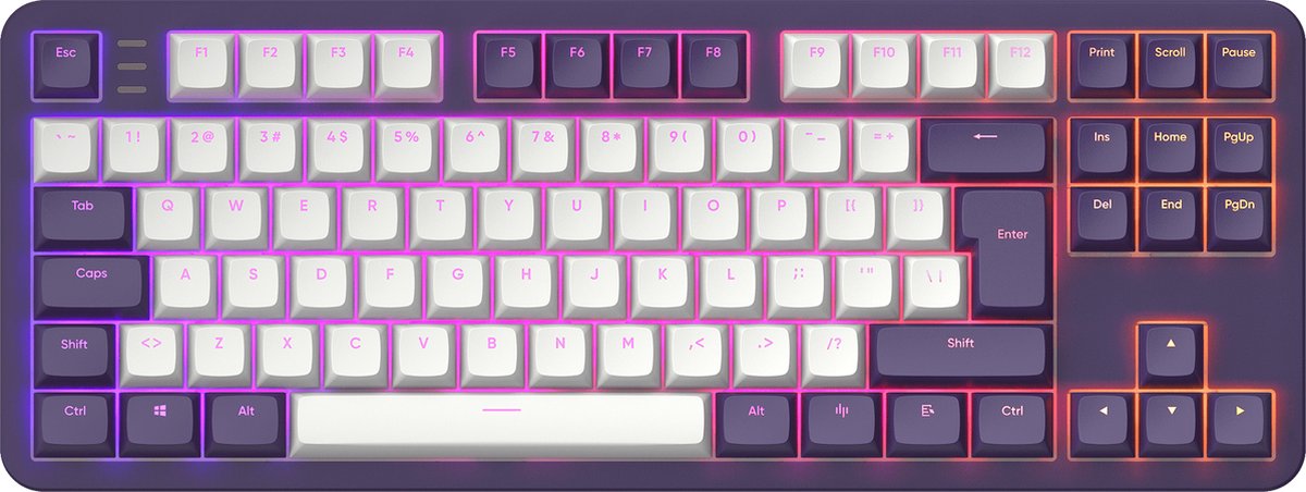 Dark Project ALU87A – ISO (DE) Mechanische Gaming-Tastatur – Lila/Weiß