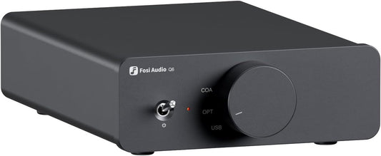 Fosi Audio Q6 Mini Desktop DAC – USB-C Digital-Analog-Audiokonverter – OPT/COA-Eingang – RCA + Sub-Ausgang – Hi-Res 32bit/768kHz