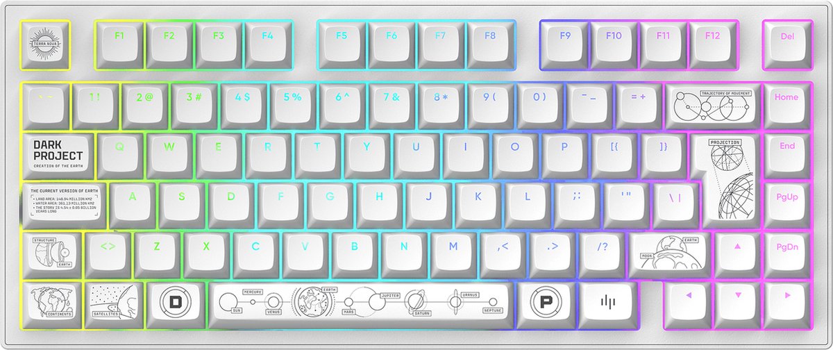 Dark Project – ALU Terra Nova – ISO Kabellose mechanische Gaming-Tastatur (DE) – Weiß