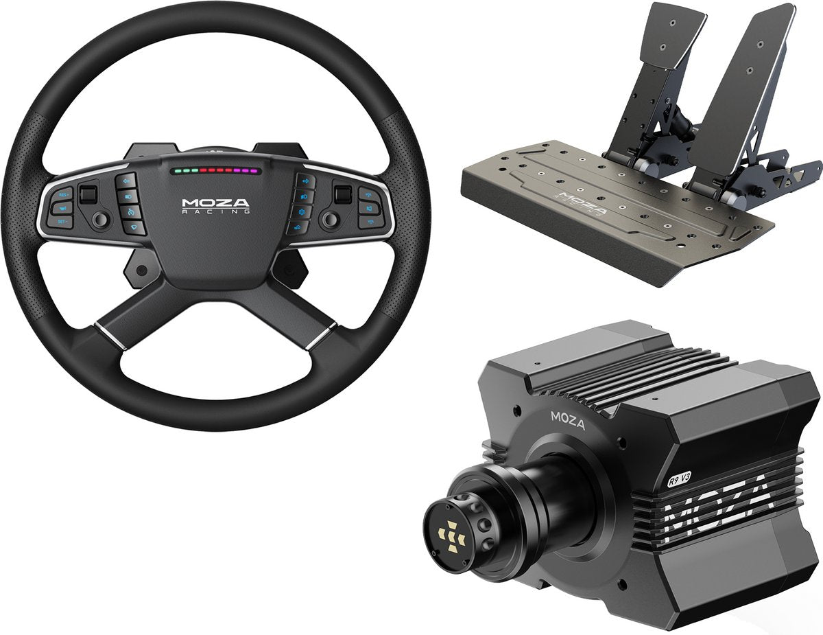Moza Racing R9 V3 Bundle – Truck Wheel TSW + SR-P Pedale + Truck Clamp – Sim Trucking Set