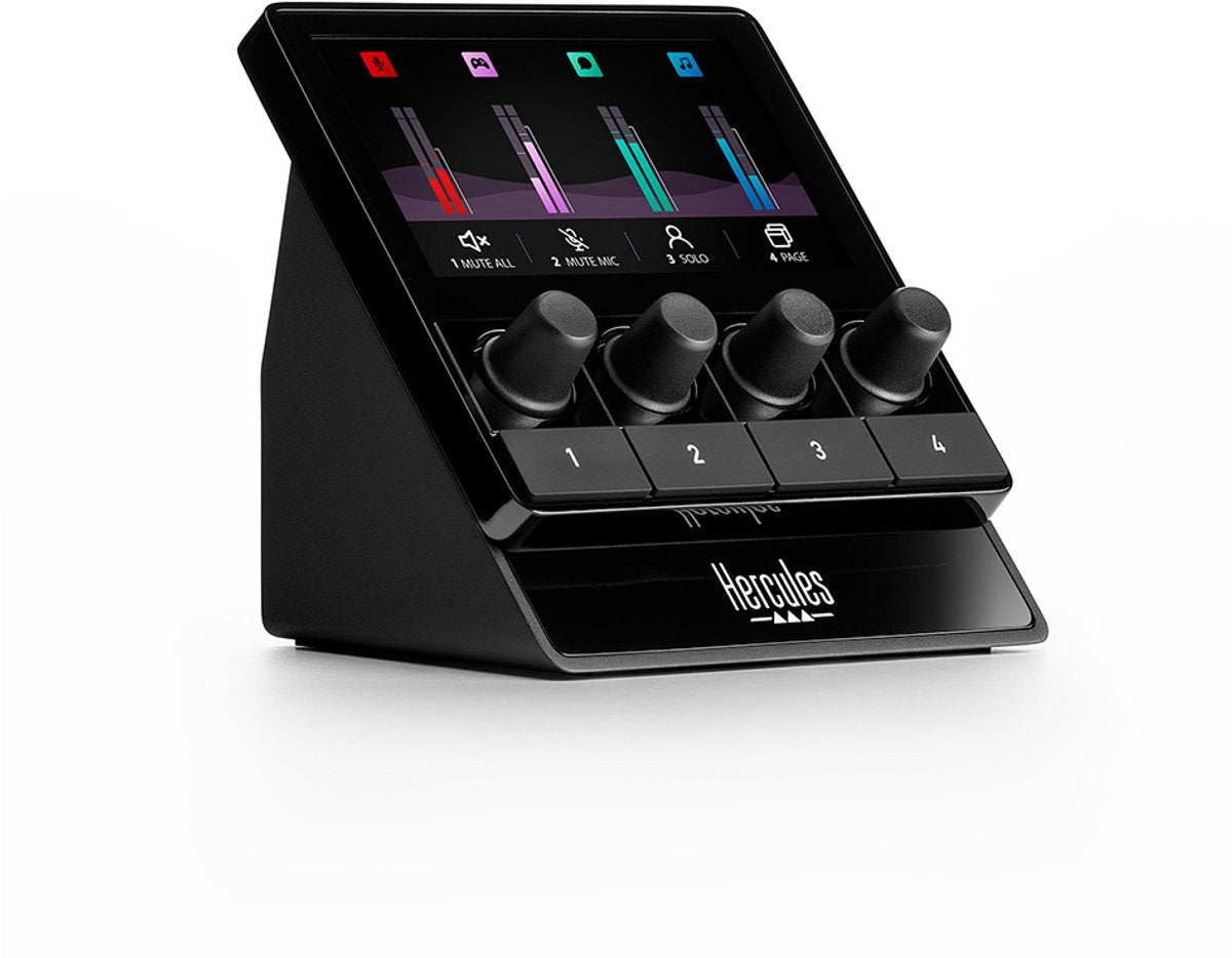 Hercules Stream Kit de démarrage – Kit audio pour streaming avec contrôleur Stream 100, micro USB HUD-600 et 3 mois d'abonnement Voicemod Pro