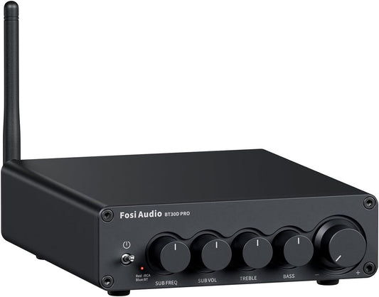 Fosi Audio BT30D Pro HiFi-Stereo-Verstärker-Receiver Bluetooth 5.0 – 2.1 Kanäle – TPA3255 – 2 × 165 W + 350 W Subwoofer