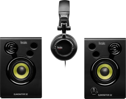 Hercules DJMonitor 32 + HDP DJ45 – DJ speakerset 2x15W + DJ koptelefoon – Zwart