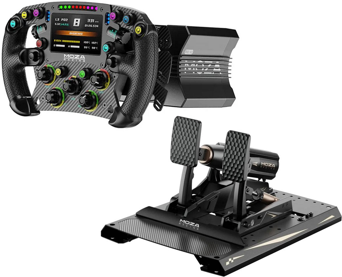 MOZA R12 V2 + FSR2 + MBooster – Direct Drive Wheelbase 12 Nm, GT Lenkrad und Pedale – PC