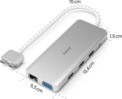 Hama USB-C Hub Multiport - 12 ports - pour Apple MacBook Air et Pro