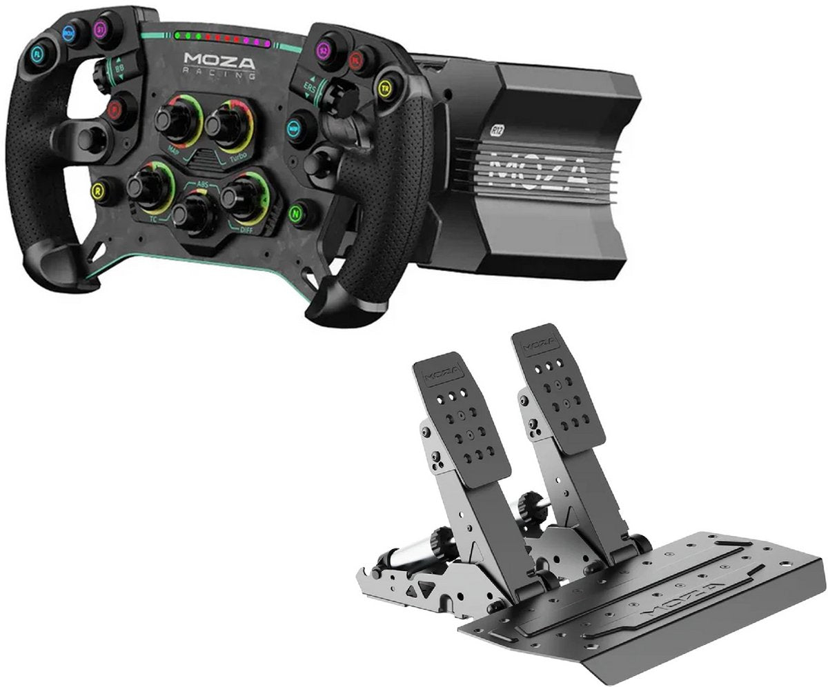 MOZA R12 V2 + GS V2P + SR-P2 – Direct Drive Wheelbase 12 Nm, GT Lenkrad und Pedale – PC