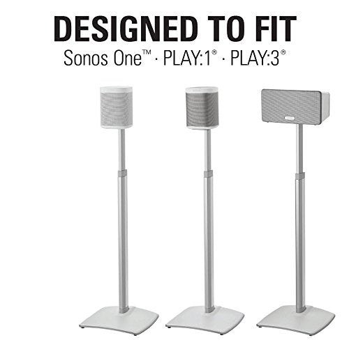 Sanus WSSA1-W2 Support d'enceinte sans Fil réglable en Hauteur pour Sonos One Play : 1 et Play : 3 – Blanc