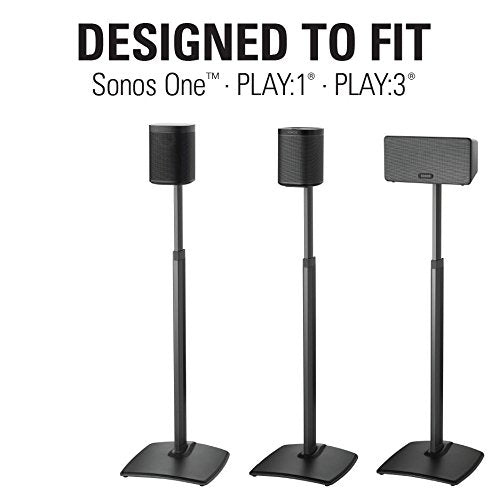 Sanus WSSA1-B2 Support d'enceinte sans fil réglable en hauteur pour Sonos One Play : 1 et Play : 3 Noir