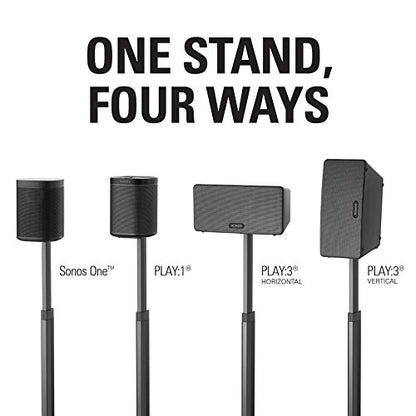 Sanus WSSA1-B2 Support d'enceinte sans fil réglable en hauteur pour Sonos One Play : 1 et Play : 3 Noir