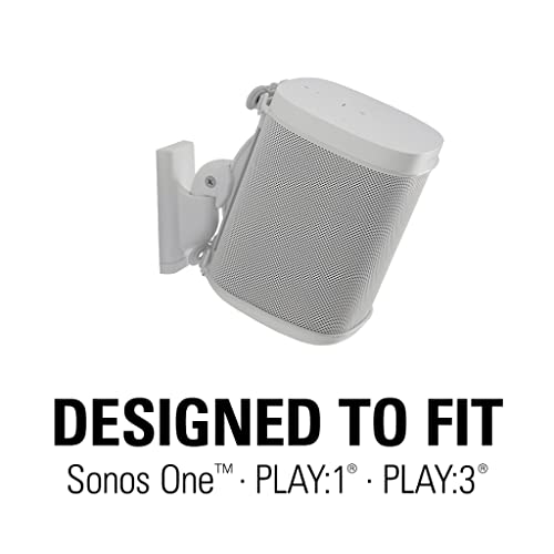 Sanus WSWM22-W2 Paire de Supports muraux pour Sonos One, Play:1, et Play:3 - Blanc