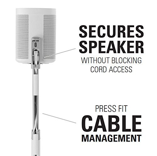 Sanus WSSA1-W2 Höhenverstellbarer kabelloser Lautsprecherständer für Sonos One Play: 1 und Play: 3 – Weiß