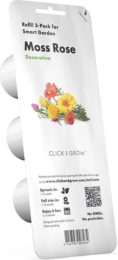 Click & Grow Moss Rose / 3-pack – Voorgezaaide sierbloemencapsules voor slimme binnentuin