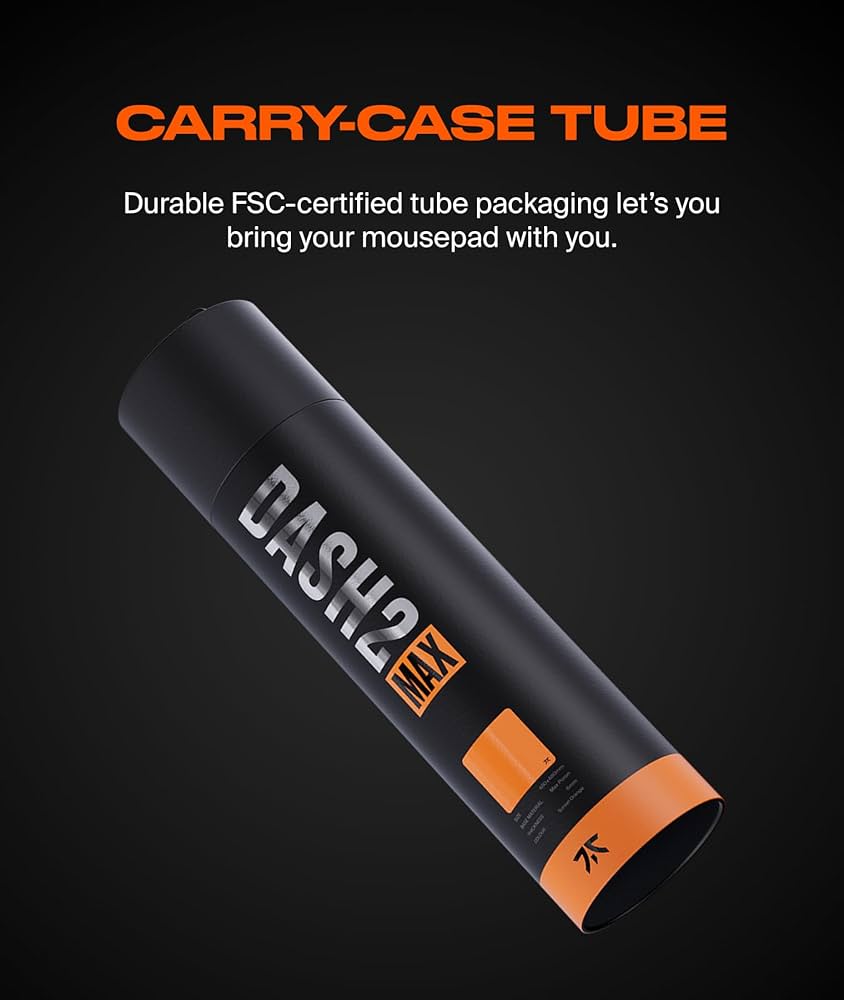 Fnatic DASH2 MAX – Gaming-muismat – Groot formaat 480×400 mm – Getextureerd oppervlak – 6 mm Poron-schuim – Oranje