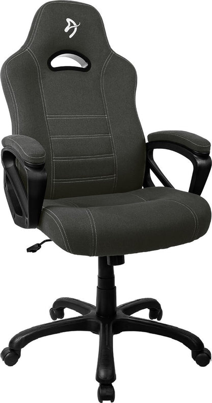 Chaise gaming - Tissu tissé noir/gris - Logo gris