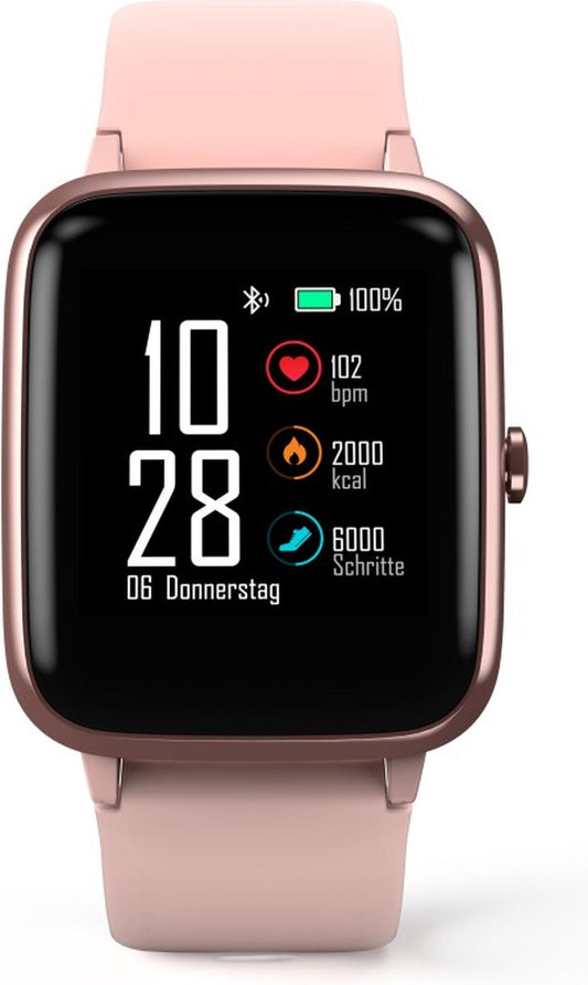 Hama Fit Watch 5910 – Waterproof GPS Smartwatch with Heart Rate Monitoring – Pink