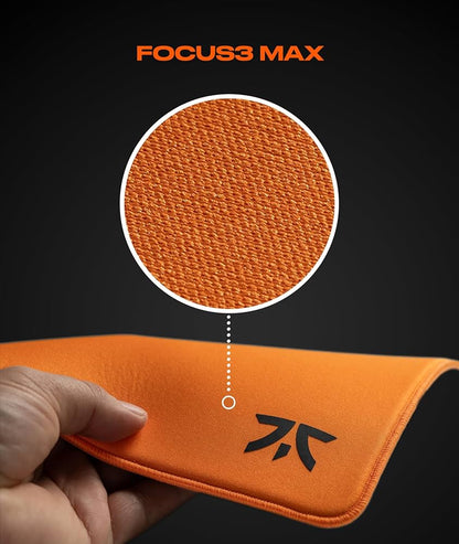 Fnatic FOCUS 3 MAX XL – Tapis de souris gaming – Surface en tissu micro-texturé – Base antidérapante – Couleur Sunrise Orange