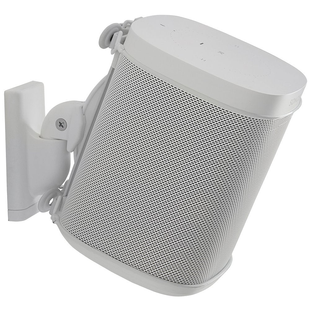 Sanus Support d’enceinte murale sans fil pour Sonos One, SL, Play :1 & Play : 3 - Inclinable et orientable pour un meilleur son - Blanc