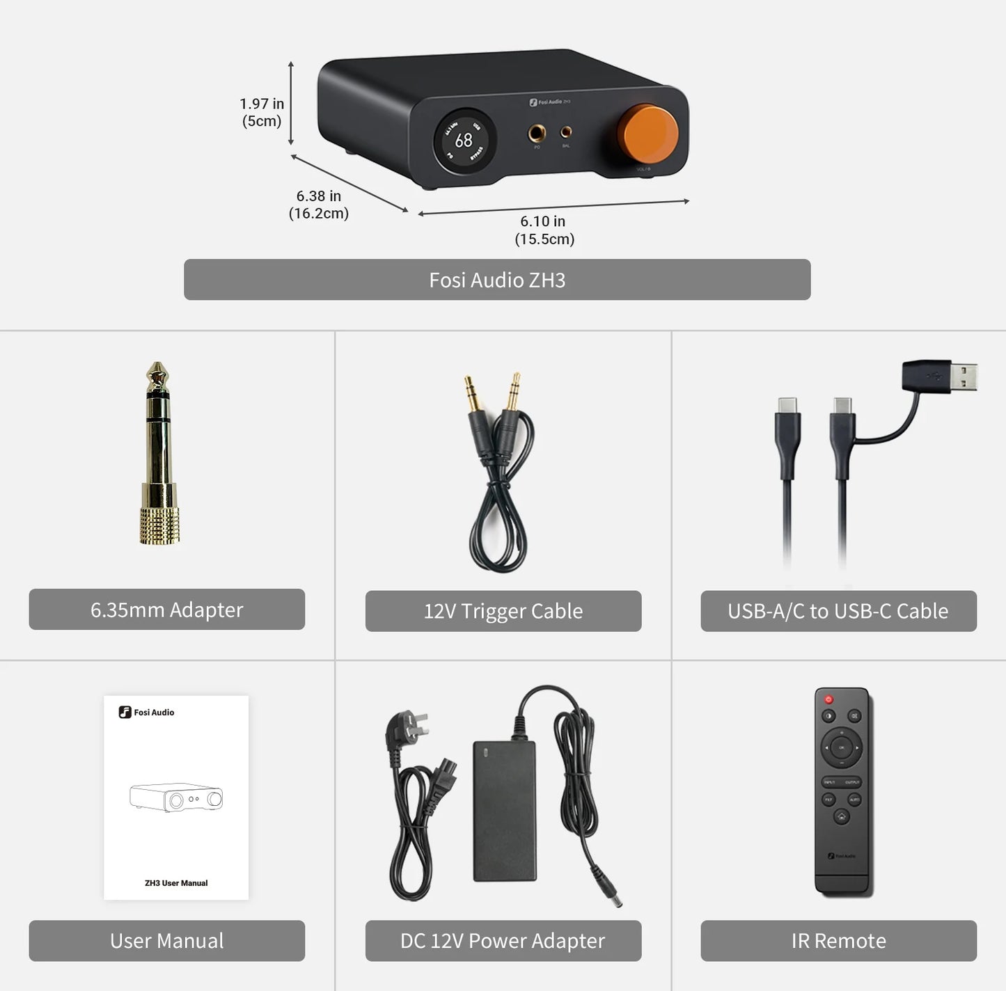 Fosi Audio ZH3 – DAC HiFi de bureau tout-en-un avec amplificateur pour casque et préampli