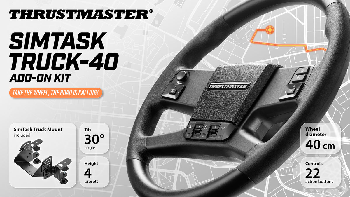 Thrustmaster SimTask Truck-40 – Volant Camion 40 cm + Support Réglable – PC/Console