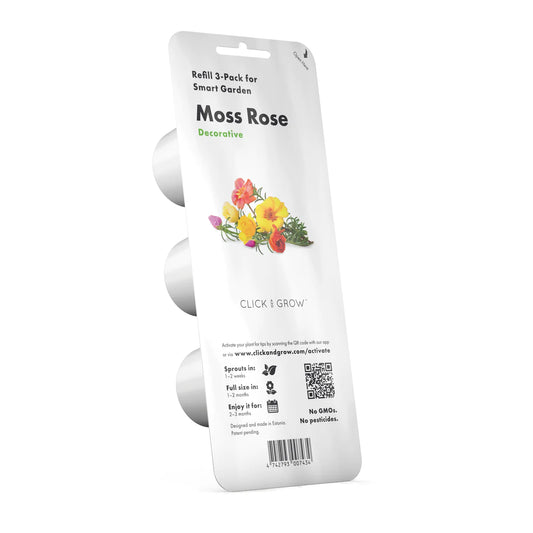 Click & Grow Moss Rose / 3-pack – Voorgezaaide sierbloemencapsules voor slimme binnentuin