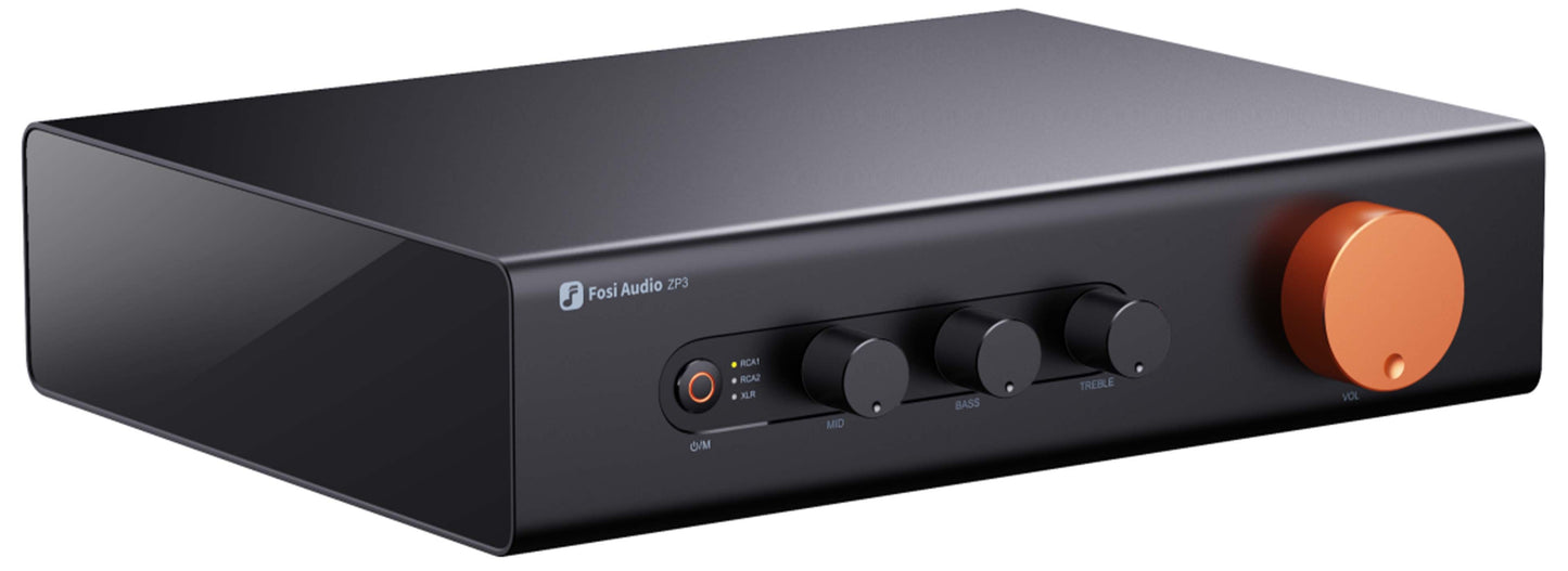 Fosi Audio ZP3 - Préamplificateur HiFi équilibré - Entrées XLR/RCA - Bluetooth 5.1