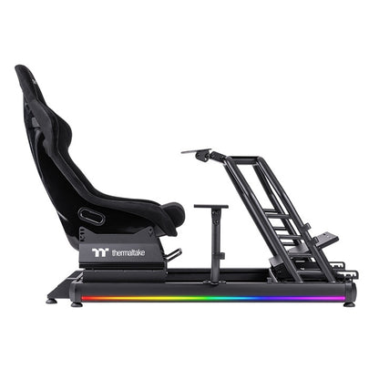Thermaltake GR500 – Rennsimulations-Cockpit – Robustes Stahlchassis – Verstellbarer Schalensitz – Kompatibel mit PC, PS und Xbox