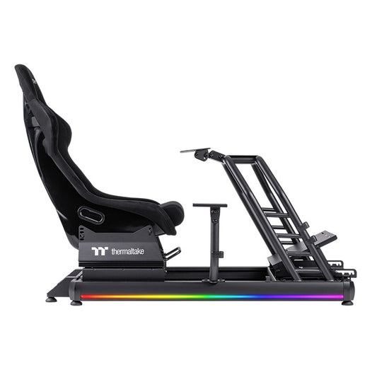 Thermaltake GR500 – Rennsimulations-Cockpit – Robustes Stahlchassis – Verstellbarer Schalensitz – Kompatibel mit PC, PS und Xbox
