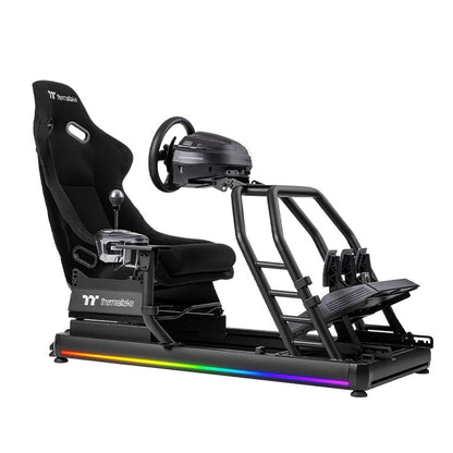 Thermaltake GR500 – Rennsimulations-Cockpit – Robustes Stahlchassis – Verstellbarer Schalensitz – Kompatibel mit PC, PS und Xbox