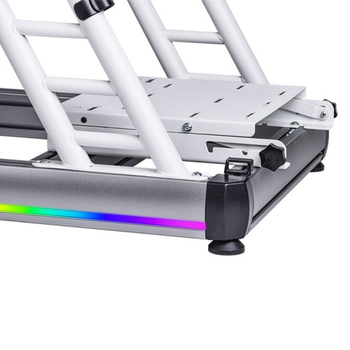 Thermaltake GR500 Snow – Rennsimulations-Cockpit – Weißes Stahlchassis – Verstellbarer Schalensitz – PC-/PS-/Xbox-kompatibel