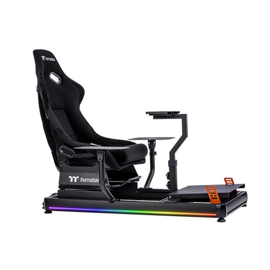 Thermaltake GF500 – Flugsimulationscockpit – Verstärktes Stahlchassis – Verstellbarer Schalensitz – Kompatibel mit PC, Xbox und PlayStation – Schwarz