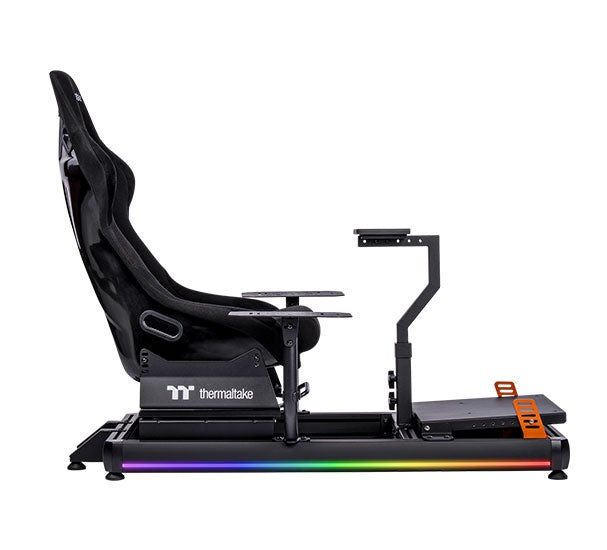 Thermaltake GF500 – Flugsimulationscockpit – Verstärktes Stahlchassis – Verstellbarer Schalensitz – Kompatibel mit PC, Xbox und PlayStation – Schwarz
