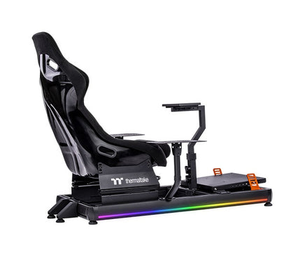 Thermaltake GF500 – Flugsimulationscockpit – Verstärktes Stahlchassis – Verstellbarer Schalensitz – Kompatibel mit PC, Xbox und PlayStation – Schwarz