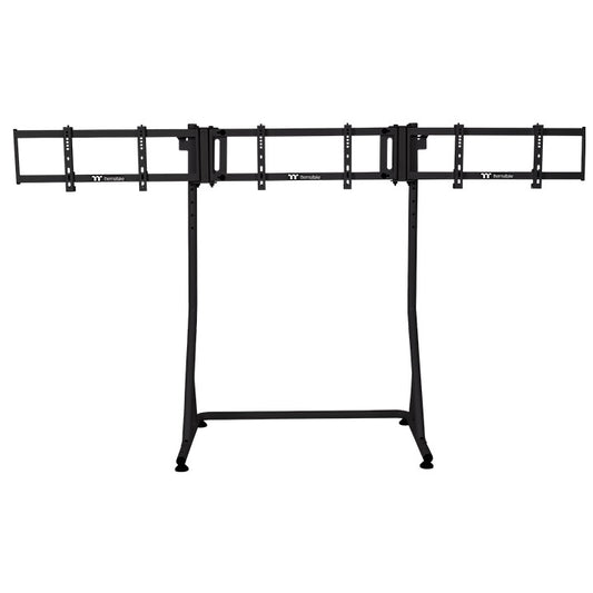 Thermaltake Triple Racing Monitorständer Pro – Verstärkter Dreifach-Monitorständer – Verstellbarer Stahlrahmen – Kompatibel mit Monitoren von 32" bis 55" – Schwarz