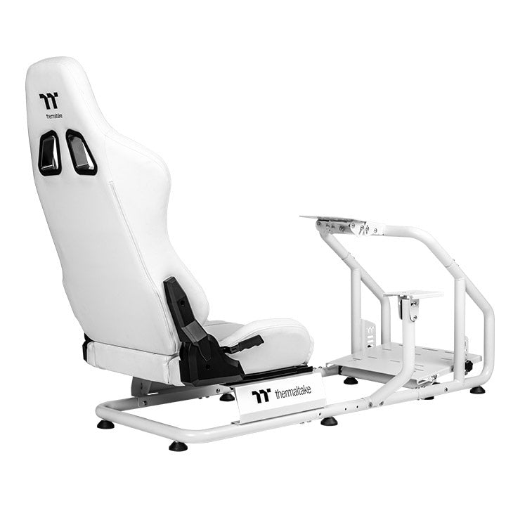Thermaltake GR300 Snow – Rennsimulations-Cockpit – Faltbares Gehäuse aus weißem Stahl – Verstellbar und kompakt – Kompatibel mit PC, PlayStation und Xbox