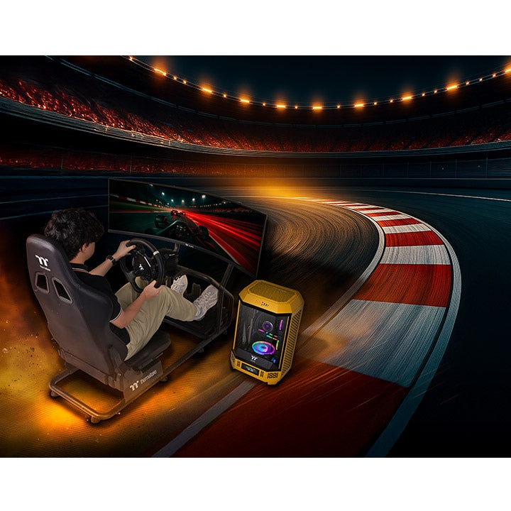 Thermaltake GR300 – Monitorhalterung für Simulationscockpits – Verstellbarer Stahlrahmen – Kompatibel mit Monitoren von 32" bis 55" – Schwarz