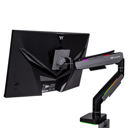 Thermaltake RGB-Monitorarm für Gaming – Gelenkarm mit RGB-Hintergrundbeleuchtung – Unterstützt Monitore von 17" bis 49" – Schwarz