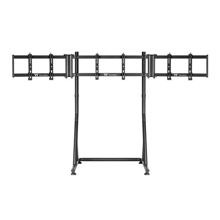Thermaltake Triple Racing Monitorständer – Dreifache Bildschirmstütze – Verstellbarer Stahlrahmen – Kompatibel mit Monitoren von 32" bis 49" – Schwarz