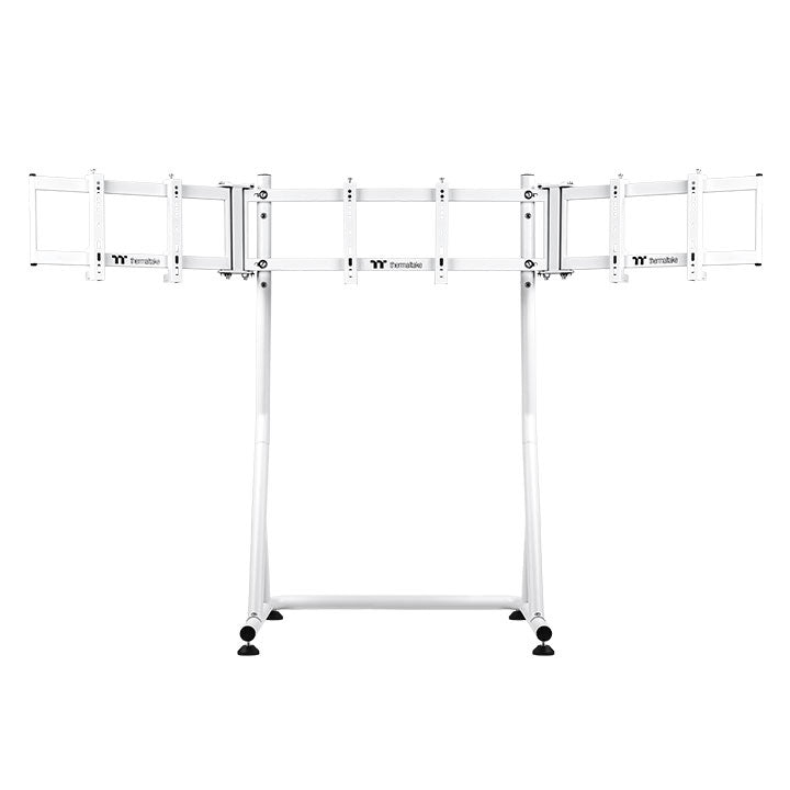 Thermaltake Triple Racing Monitorständer – Dreifache Bildschirmhalterung – Verstellbarer Stahlrahmen – Kompatibel mit Monitoren von 32″ bis 55″ – Weiß