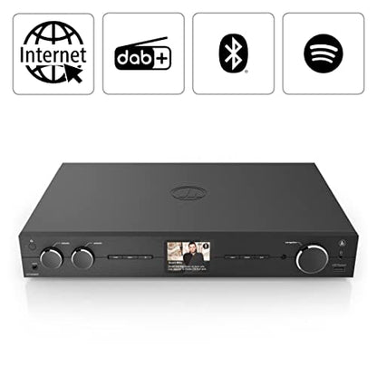 Hama Tuner Hi-FI Radio Internet,Dab/Dab+/FM, Bluetooth 'DIT2006BT' (Tuner HiFi Radio numérique WiFi, Spotify Connect, UNDOK App Control pour Smartphone ou Tablette, USB/AUX, Réveil) Noir