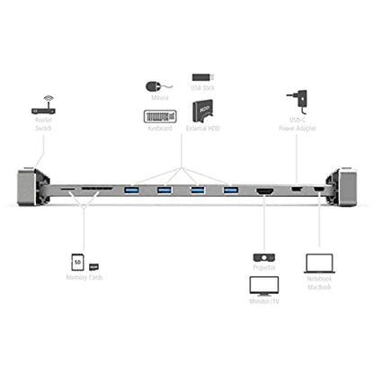 Hama 9in1-USB-C-dockingstation voor 4x USB-A, USB-C, HDMIO, LAN, SD, microSD