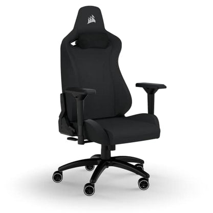 Corsair TC200 Fabric Gaming Chair, Standard Shape (Durable Support, Soft Fabric Upholstery, Integrated Foam Lumbar Support, 4D Armrests) Black/Black