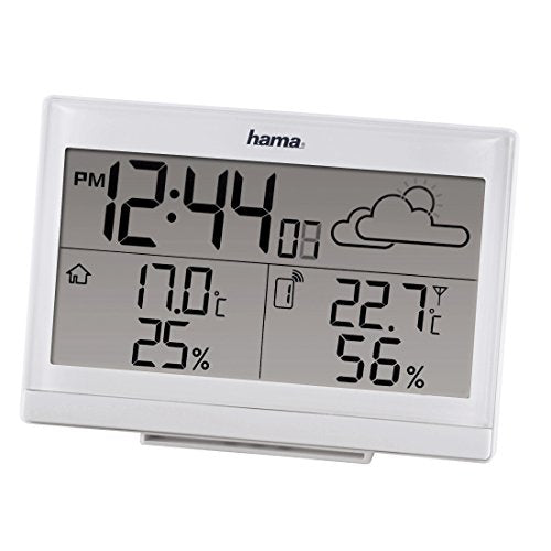 Hama Radio-controlled Weather Station with Clock, Thermometer, Alarm Clock and Frost Alarm (with outdoor sensor, range 50 m) White