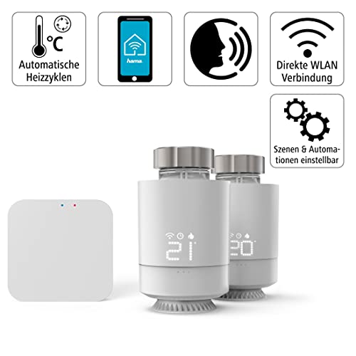 Hama Verwarmingsregeling WLAN, 2x schlanker Heizkörperthermostaat + Basis