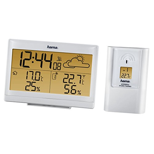 Hama Radio-controlled Weather Station with Clock, Thermometer, Alarm Clock and Frost Alarm (with outdoor sensor, range 50 m) White