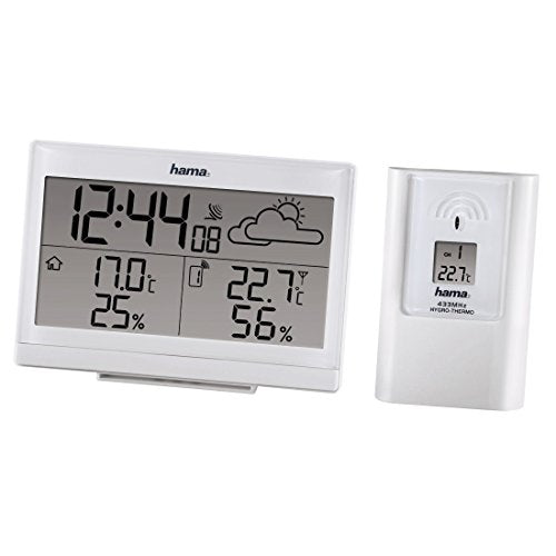 Hama Radio-controlled Weather Station with Clock, Thermometer, Alarm Clock and Frost Alarm (with outdoor sensor, range 50 m) White